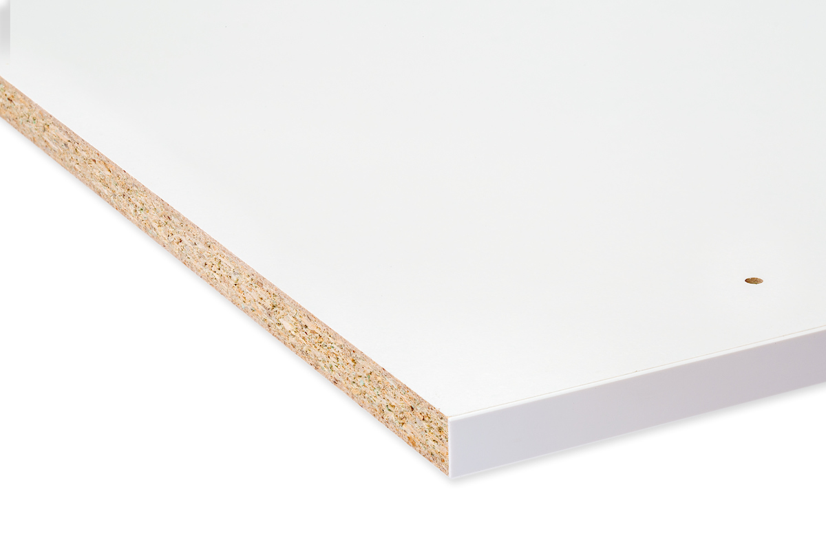 White pre-edged particle board White pre-edged particle board